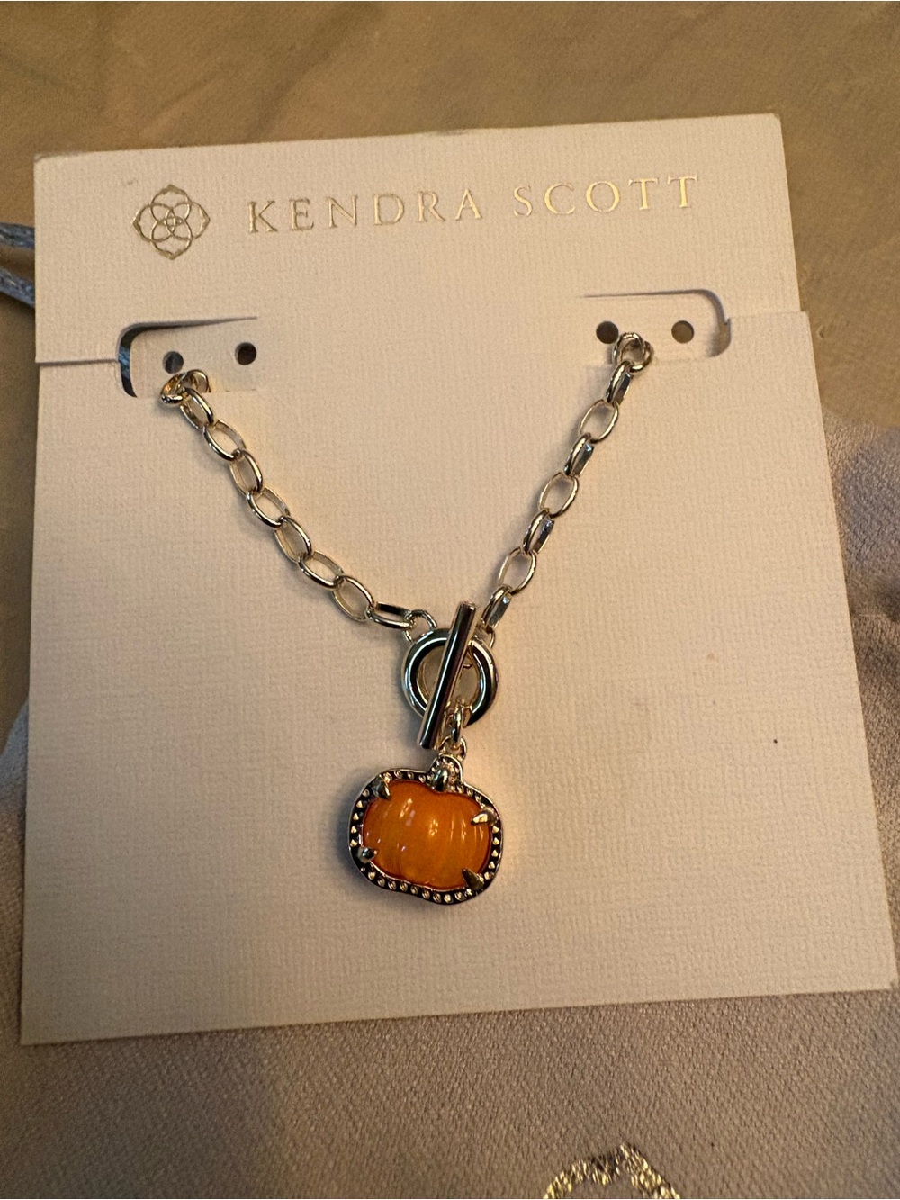 Kendra Scott Pumpkin Silver Link and Chain Necklace